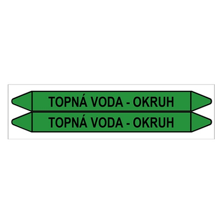 Značení potrubí, topná voda - okruh,2 ks, 450 × 52 mm